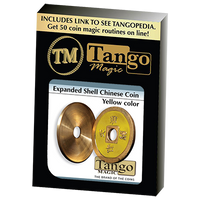 Expanded Shell Chinese Coin made in Brass (Yellow) by Tango - Trick (CH006) - Got Magic?
