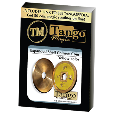 Expanded Shell Chinese Coin made in Brass (Yellow) by Tango - Trick (CH006) - Got Magic?