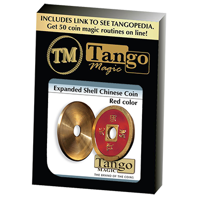 Expanded Shell Chinese Coin made in Brass (Red) by Tango - Trick (CH007) - Got Magic?