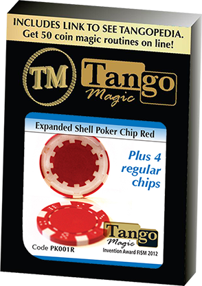 Expanded Shell Poker Chip Red plus 4 Regular Chips (PK001R) by Tango magic - Trick - Got Magic?