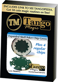 Expanded Shell Poker Chip Green plus 4 Regular Chips (PK001G)  by Tango Magic - Trick - Got Magic?
