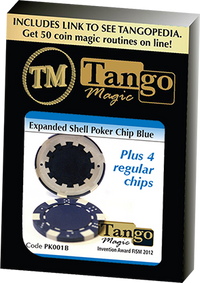 Expanded Shell Poker Chip Blue plus 4 Regular Chips (PK001B)  by Tango Magic - Trick - Got Magic?