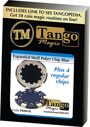 Expanded Shell Poker Chip Blue plus 4 Regular Chips (PK001B)  by Tango Magic - Trick - Got Magic?