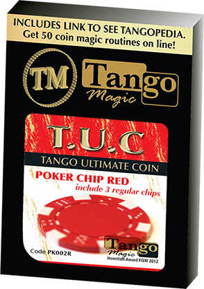 TUC Poker Chip Red plus 3 regular chips (PK002R) by Tango Magic - Trick - Got Magic?