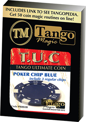 TUC Poker Chip Blue plus 3 regular chips (PK002B) by Tango Magic - Trick - Got Magic?
