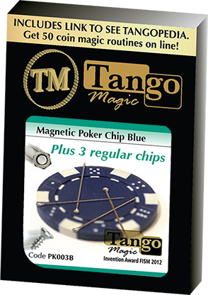 Magnetic Poker Chip Blue plus 3 regular chips (PK003B) by Tango Magic - Trick - Got Magic?