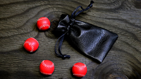 Set of 4 Leather Balls for Cups and Balls (Red) by Leo Smetsers - Trick - Got Magic?