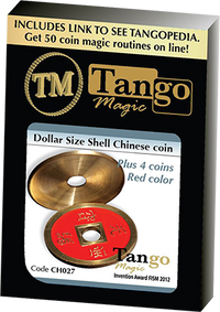 Dollar Size Shell Chinese Coin (Red) by Tango Magic (CH027) - Got Magic?