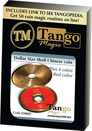 Dollar Size Shell Chinese Coin (Red) by Tango Magic (CH027) - Got Magic?