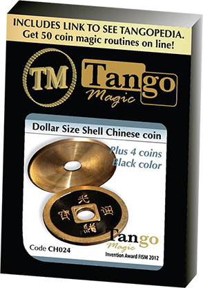 Dollar Size Shell Chinese Coin (Black) by Tango Magic (CH024) - Got Magic?