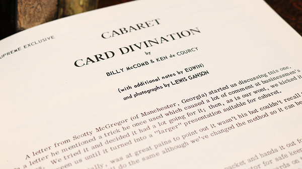 Cabaret Card Divination by Billy McComb and Ken de Courcy - Book - Got Magic?
