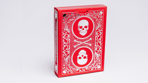 Superior Skull & Bones V2 (Red/Silver) Playing Cards by Expert Playing Card Co. - Got Magic?