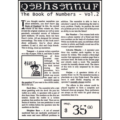 Book Of Numbers Volume Two (Qebhsennuf) by Docc Hilford - Trick - Got Magic?