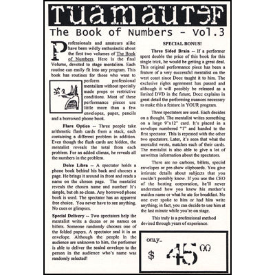 Book Of Numbers Volume Three (Tuamautef) by Docc Hilford - Trick - Got Magic?