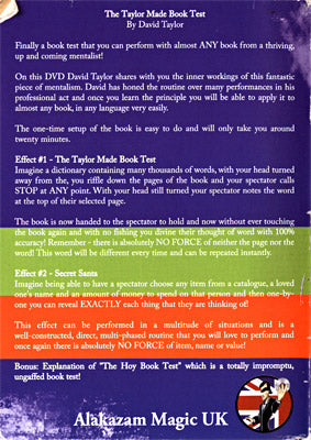 Taylor Made Book Test by David Taylor - DVD - Got Magic?