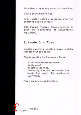Explicit Footage: Tome by Sean Fields - DVD - Got Magic?