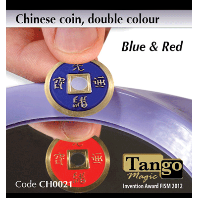 Chinese Coin (CH0021) Blue & Red by Tango Magic - Tricks - Got Magic?