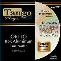 Okito Coin Box (Aluminum w/DVD)(A0026) One Dollar by Tango Magic - Tricks - Got Magic?