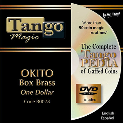 Okito Coin Box (BRASS w/DVD)(B0028) One Dollar by Tango Magic - Trick - Got Magic?